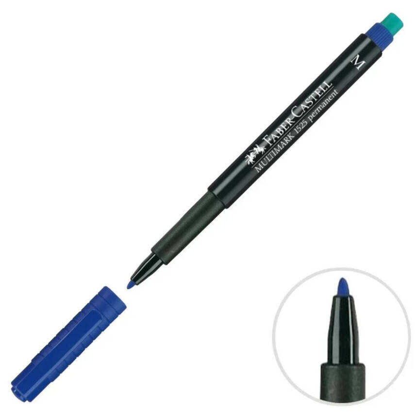 Faber Castell Permanent Kalem, M Boy, Solmayan Mürekkep, Mavi - 4