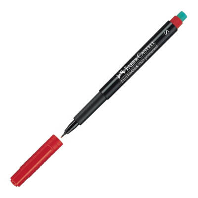 Faber Castell Permanent Kalem, S Boy, Solmayan Mürekkep, Kırmızı - Faber Castell