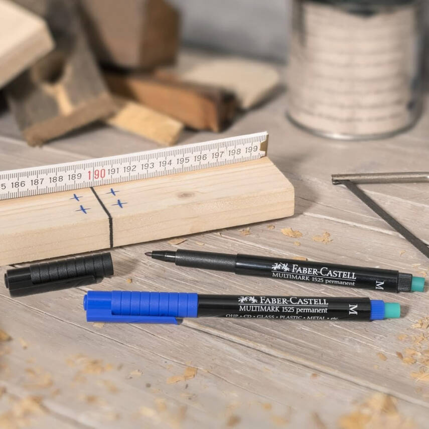 Faber Castell Permanent Kalem, S Boy, Solmayan Mürekkep, Mavi - 6