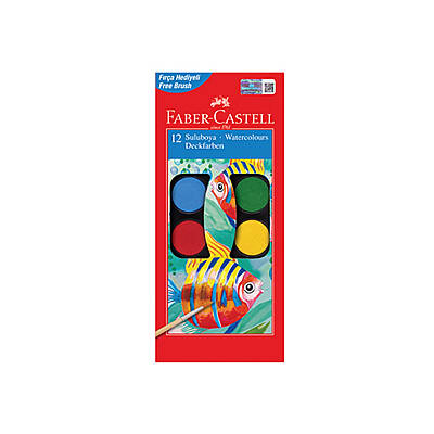Faber Castell Red Line Sulu Boya, 12 Renk, Büyük Boy, Canlı Renkler - Faber Castell
