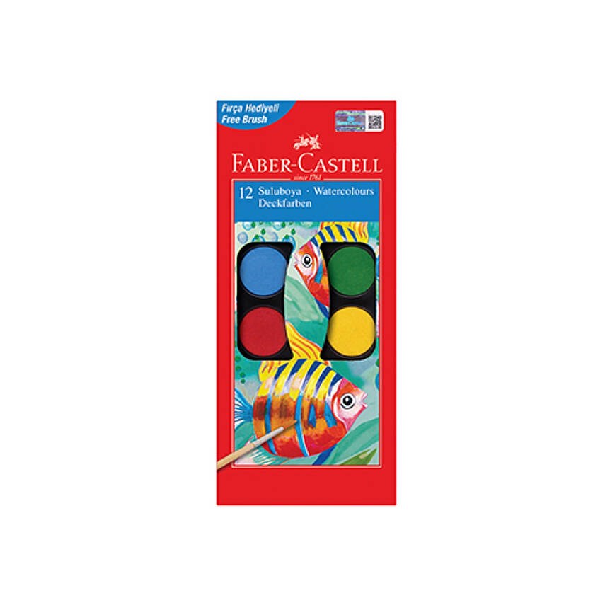 Faber Castell Red Line Sulu Boya, 12 Renk, Büyük Boy, Canlı Renkler - 1