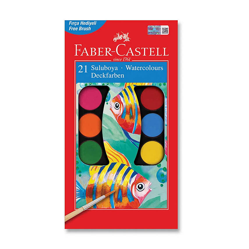 Faber Castell Red Line Sulu Boya, 21 Renk, Canlı ve Örtücü Renkler - 1