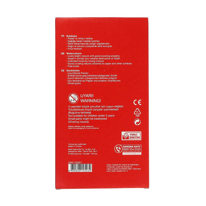 Faber Castell Red Line Sulu Boya, 21 Renk, Canlı ve Örtücü Renkler - 3