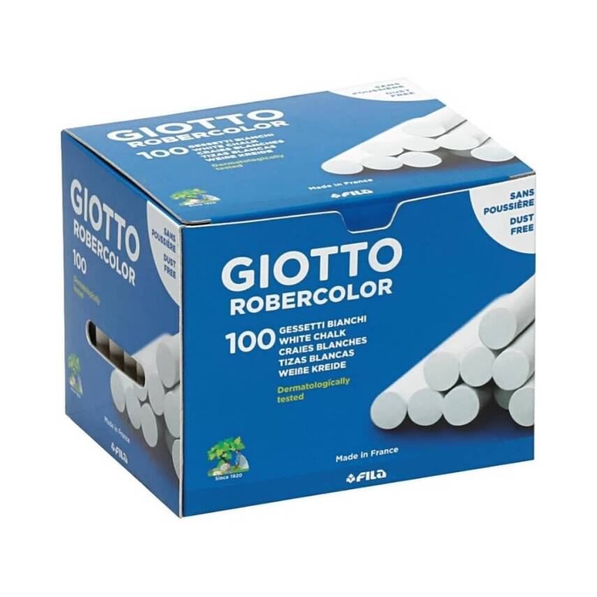 Giotto Robercolor Tozsuz Tebeşir, 100'lü, Kalsiyum Karbonatlı, Beyaz - 1