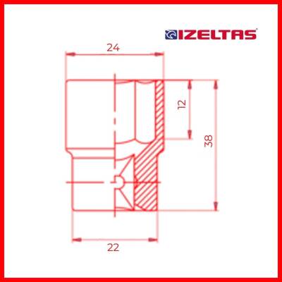 İzeltaş Altı Köşe Lokma Anahtar, 1/2 İnç 17 mm, Yüksek Tork Dayanımı - 4
