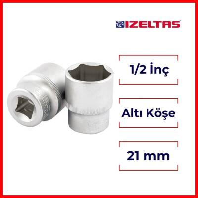 İzeltaş Altı Köşe Lokma Anahtar, 1/2 İnç 21 mm, Yüksek Tork Dayanımı - 2