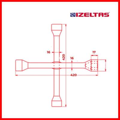İzeltaş İstavroz Tipi Bijon Anahtarı, 17x19 - 21(13/16)x22 mm, Çelik - 3