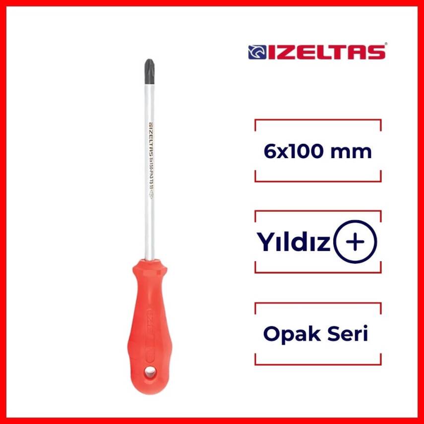 İzeltaş Yıldız Uçlu Tornavida, 6x100 mm, Opak Seri, Güvenli ve Hassas - 2