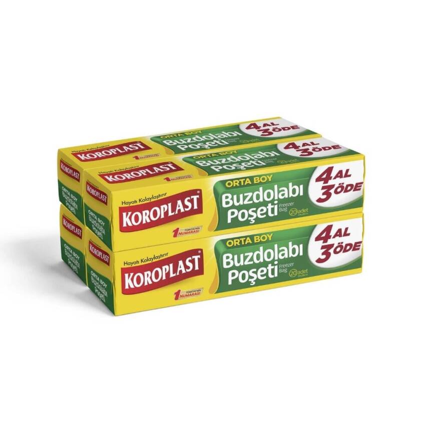 Koroplast Orta Boy Buzdolabı Poşeti 24 x 38 cm, 20'li, 4 Al 3 Öde - 1