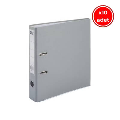 Kraf Büro Klasörü, 10 Adet, Dar, A4 Boyut, 2 Halkalı, Gri - 1