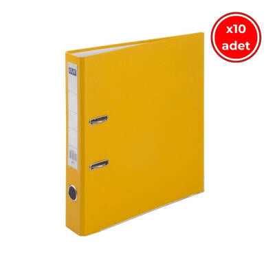 Kraf Büro Klasörü, 10 Adet, Dar, A4 Boyut, 2 Halkalı, Sarı - Kraf