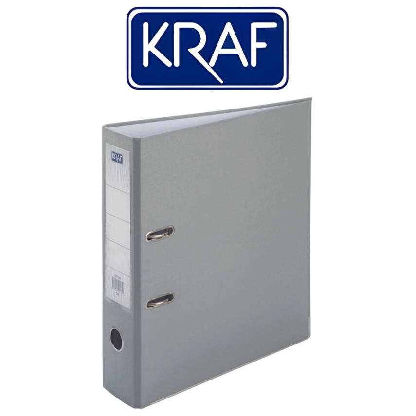 Kraf Büro Klasörü, 10 Adet, Geniş, A4 Boyut, 2 Halkalı, Gri - 2