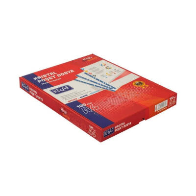 Kraf Kristal Poşet Dosya, 10 Adet, 100'lü Paket, A4 Boyut, Şeffaf - 4