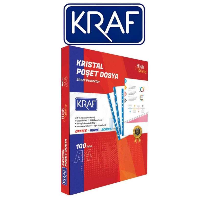Kraf Kristal Poşet Dosya, 100'lü Paket, A4 Boyut, Şeffaf - 2