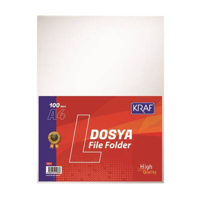 Kraf L Poşet Dosya, 10 Adet, 100'lü Paket, A4 Boyut, Şeffaf - 3
