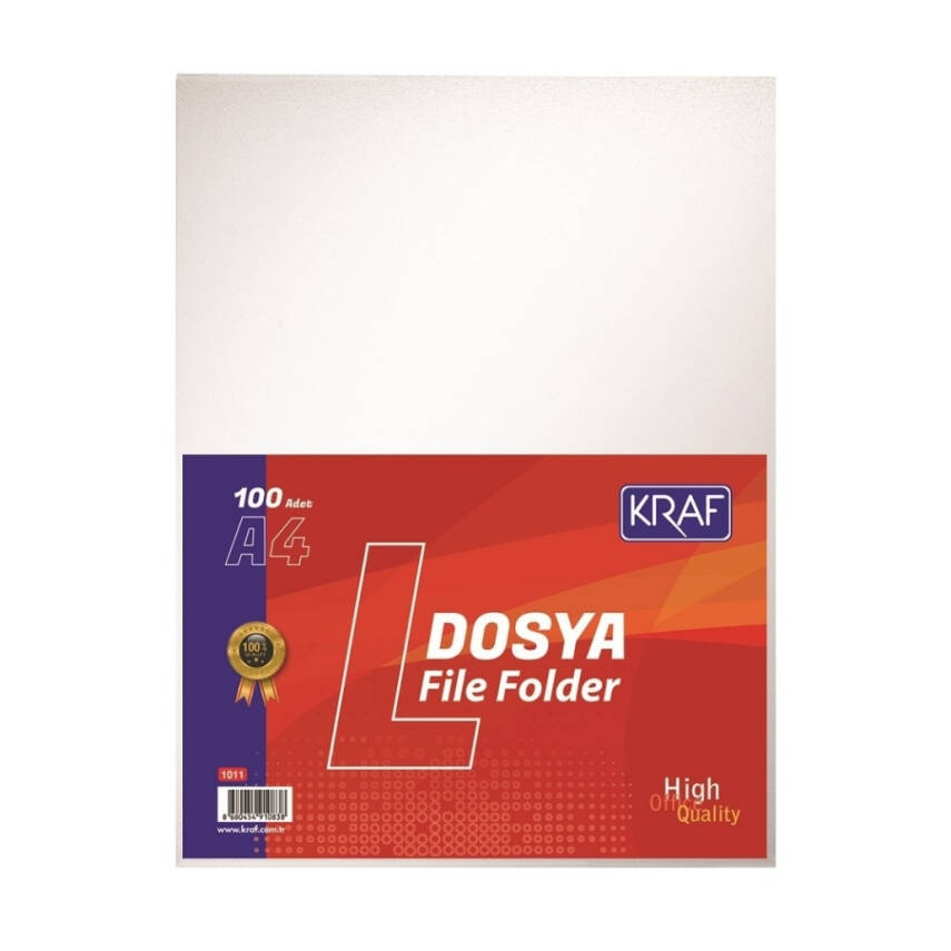 Kraf L Poşet Dosya, 10 Adet, 100'lü Paket, A4 Boyut, Şeffaf - 3