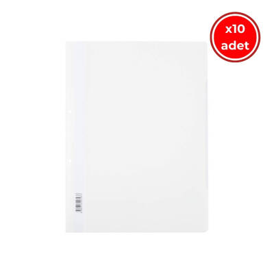 Kraf Telli Dosya, 10 Adet, 50'li Paket, A4, 2 Delikli, Beyaz - Kraf