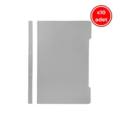 Kraf Telli Dosya, 10 Adet, 50'li Paket, A4, 2 Delikli, Gri - Kraf
