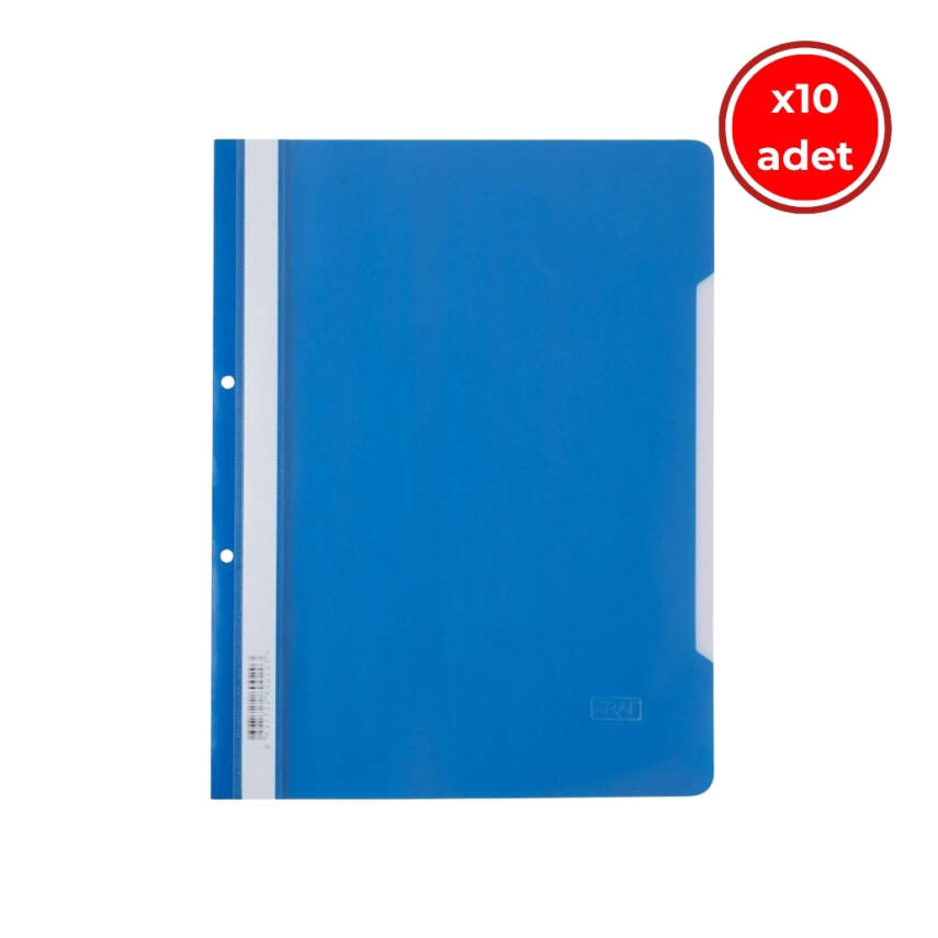 Kraf Telli Dosya, 10 Adet, 50'li Paket, A4, 2 Delikli, Mavi - 1