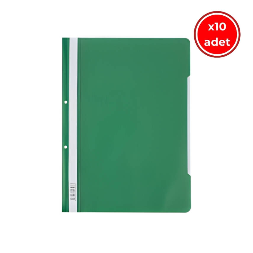 Kraf Telli Dosya, 10 Adet, 50'li Paket, A4, 2 Delikli, Yeşil - 1