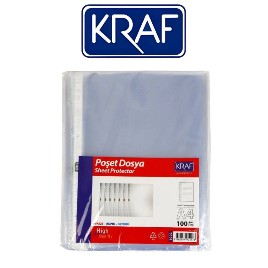 Kraf XL Poşet Dosya, 100'lü Paket,A4 Boyut, Şeffaf - 2
