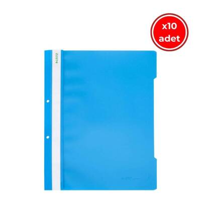 Leitz Telli Dosya, 10 Adet, 50'li Paket, A4, 2 Delikli, Mavi - 1