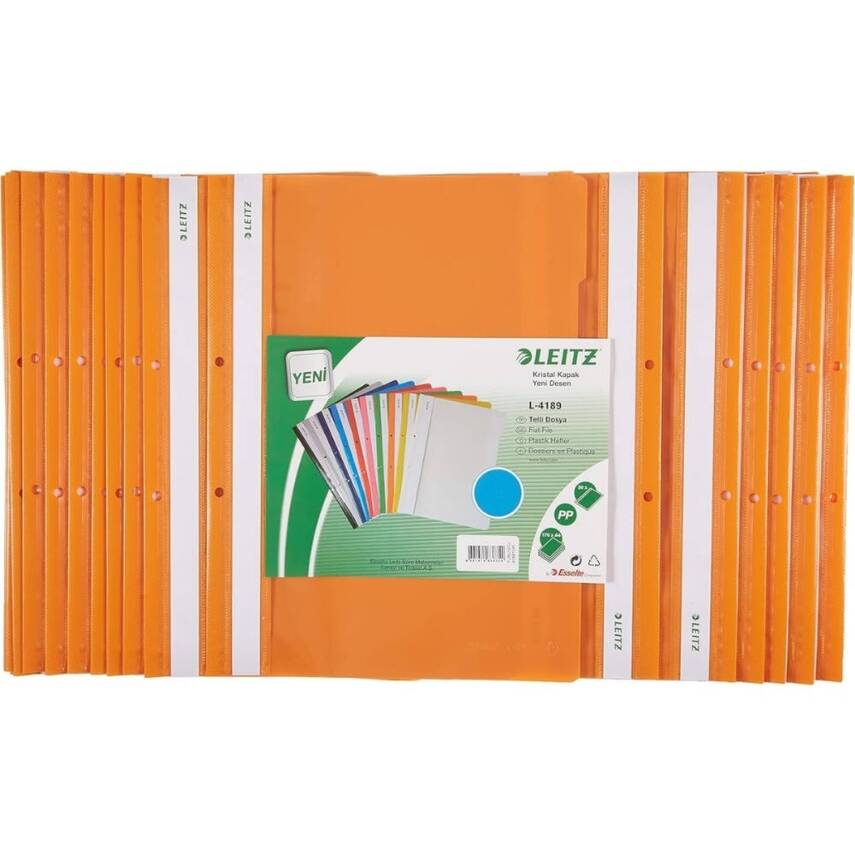 Leitz Telli Dosya, 10 Adet, 50'li Paket, A4, 2 Delikli, Turuncu - 5