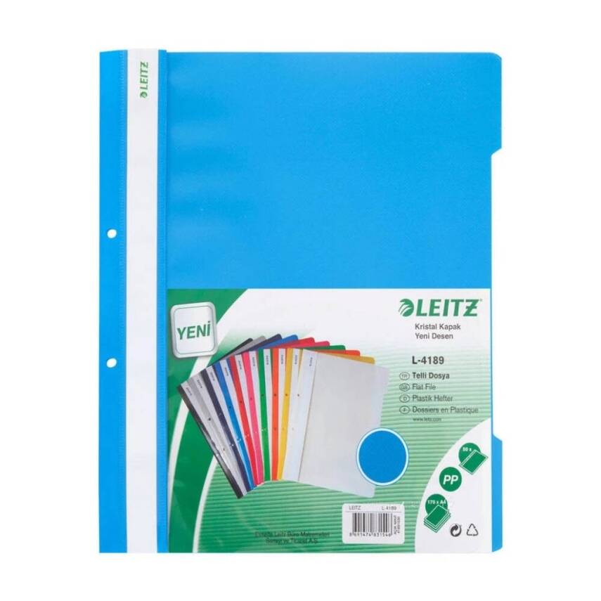 Leitz Telli Dosya, 50'li Paket, A4 Boyut, 2 Delikli Yapı, Mavi - 4