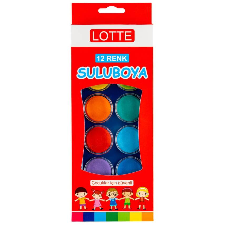Lotte Sulu Boya, Canlı 12 Farklı Renkli Sulu Boya Seti, Büyük Palet - 1