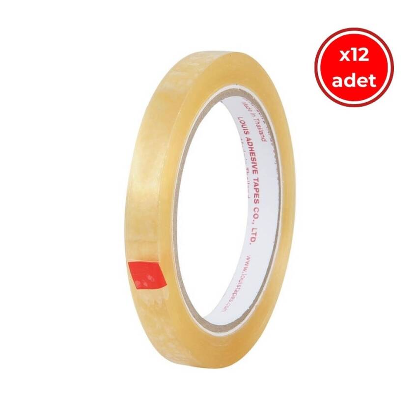 Louis Tape Selefon Bant, 12 Adet, 12 mm x 66 m, Şeffaf, Teneke Kutulu - 1