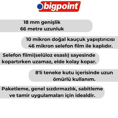 Louis Tape Selefon Bant 18 mm x 66 m, Şeffaf, Kauçuk Yapışkan - 4