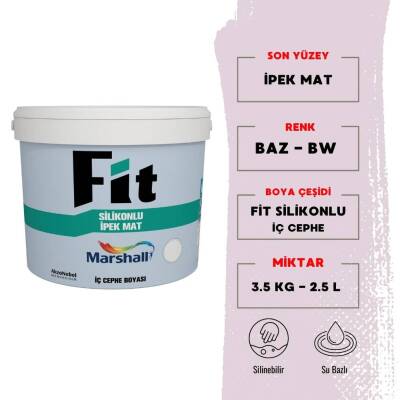 Marshall Silikonlu İpek Mat, Su Bazlı İç Cephe Boyası, BW, 2.5L, 3.5kg - 1