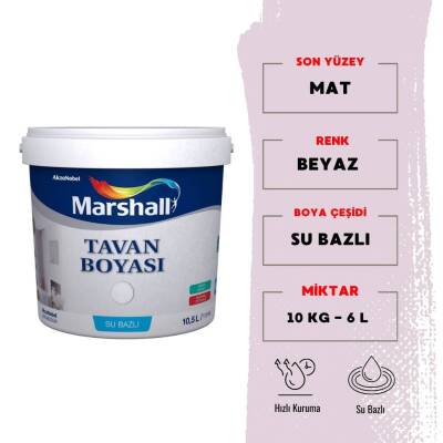 Marshall Tavan Boyası, Su Bazlı, 10 kg - 6 L - Marshall