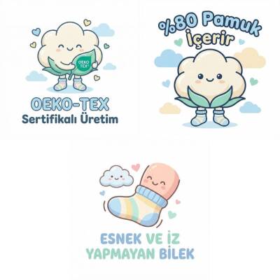 Meristanbul Bebek Çorap Seti, 9-12 ay, 3'lü, Yumuşak, Mavi - 6