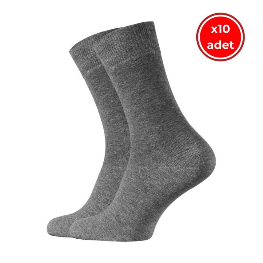 Meristanbul Business Çorap, 10 Adet, 39-42, Yumuşak, Pamuklu, Koyu Gri - 1