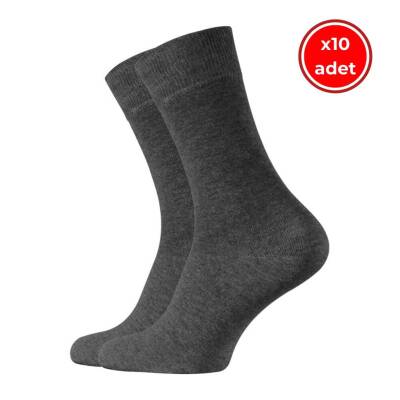 Meristanbul Business Çorap, 10 Adet, 43-46, Yumuşak, Pamuklu, Antrasit - 1