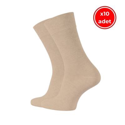Meristanbul Business Çorap, 10 Adet, 43-46, Yumuşak, Pamuklu, Bej - 1