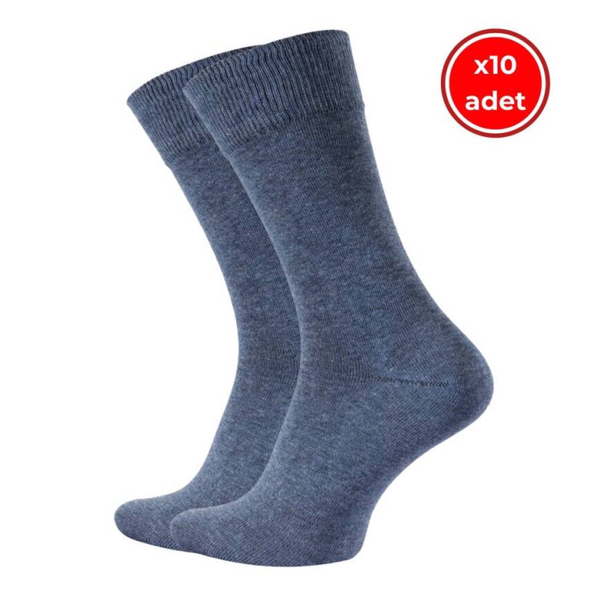 Meristanbul Business Çorap, 10 Adet, 43-46, Yumuşak, Pamuklu, Marin - 1