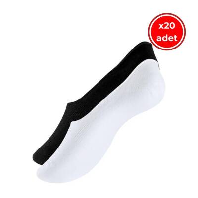 Meristanbul Unisex Babet Çorap, 20 Adet, 35-38, Siyah-Beyaz - 1