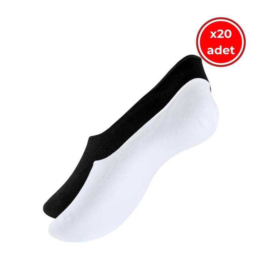 Meristanbul Unisex Babet Çorap, 20 Adet, 35-38, Siyah-Beyaz - 1