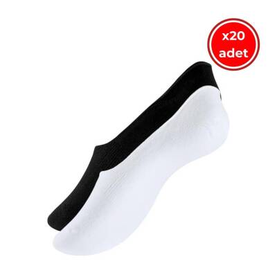 Meristanbul Unisex Babet Çorap, 20 Adet, 39-42, Siyah-Beyaz - 1