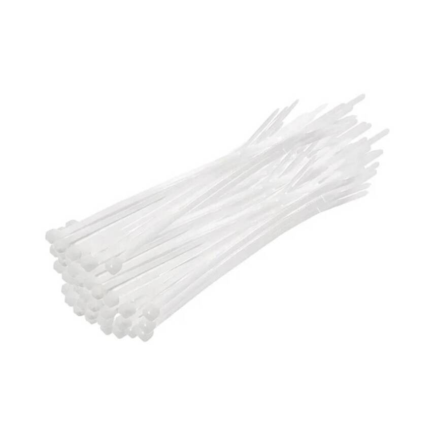 Meşem Kablo Bağı, 100'lü Paket Plastik Kelepçe, 3.6 mm, 250 mm, Beyaz - 2