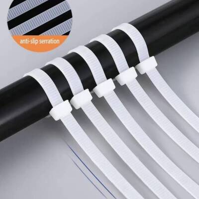 Meşem Kablo Bağı, 100'lü Paket Plastik Kelepçe, 3.6 mm, 250 mm, Beyaz - 5