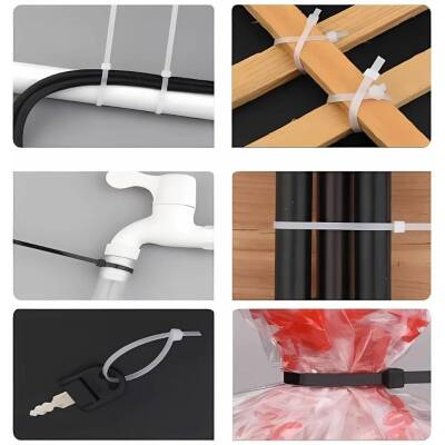Meşem Kablo Bağı, 100'lü Paket Plastik Kelepçe, 3.6 mm, 250 mm, Beyaz - 7