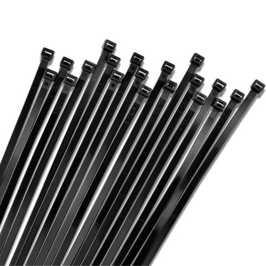 Meşem Kablo Bağı, 100'lü Paket Plastik Kelepçe, 3.6 mm, 300 mm, Siyah - 1