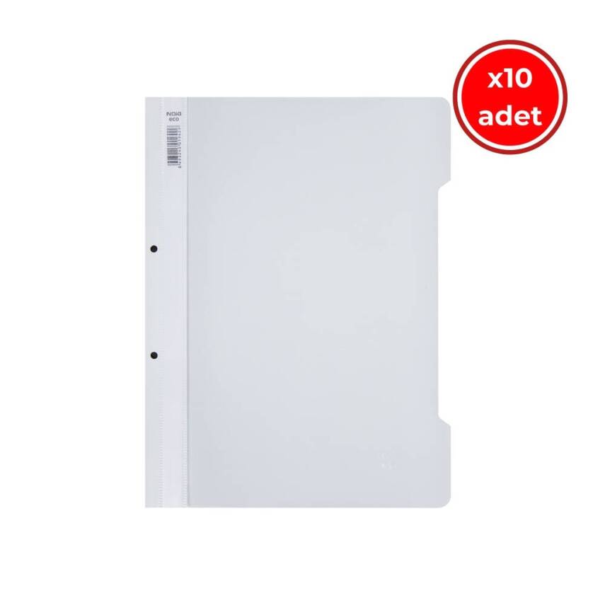 Noki Eco Telli Dosya, 10 Adet, 50'li Paket, A4 Boyut, 2 Delikli, Beyaz - 1