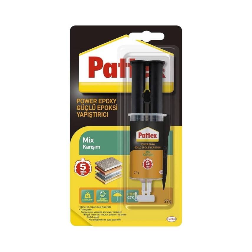 Pattex Epoxy Mix Yapıştırıcı, 27 gr, Hızlı Kürlenme, Sararma Yapmayan - 1