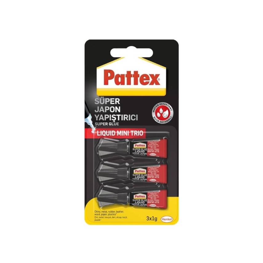 Pattex Japon Süper Mini Yapıştırıcı, 3 x 1 gr, Suya Dayanıklı - 1