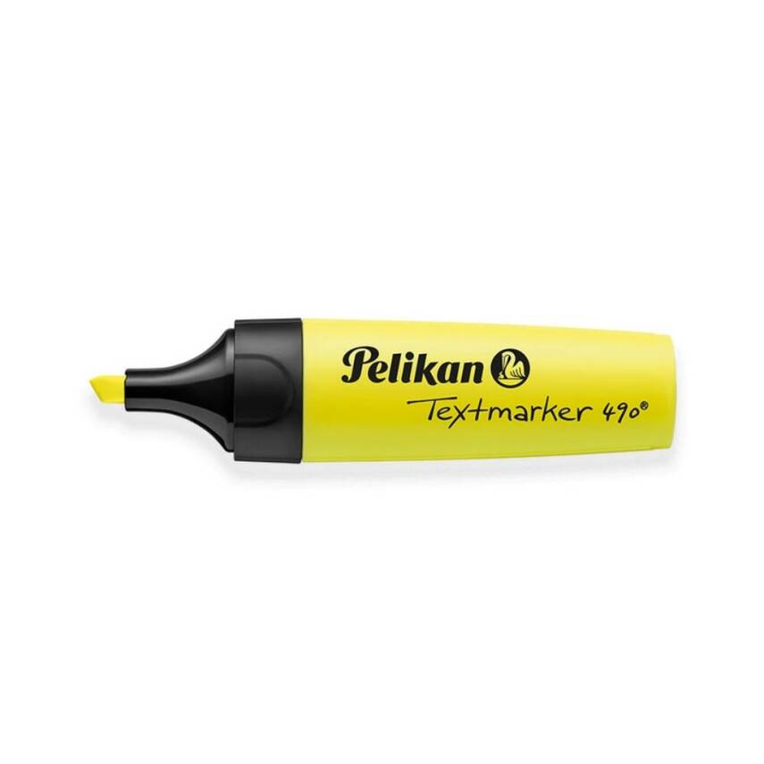 Pelikan Fosforlu Kalem 490, Geniş Uçlu, Not ve Metin Vurgulama, Sarı - 1