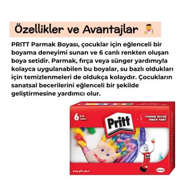 Pritt Parmak Boyası Seti, 6 Renk x 30 ml, Su Bazlı, Güvenli - 5